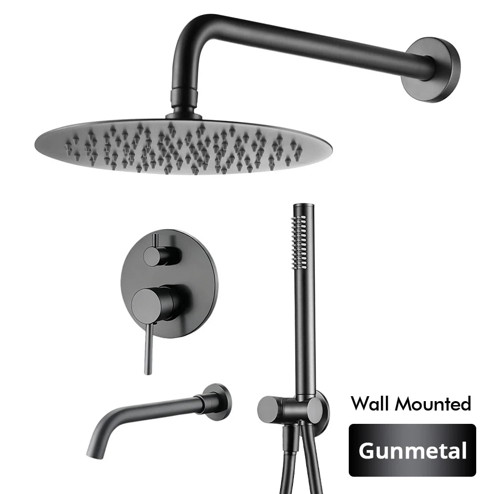 Bathroom Faucet Shower Mixer Tap Spout Black Solid