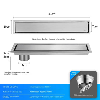 Luxury Hidden 304 Stainless Steel Rectangular Floor Drain