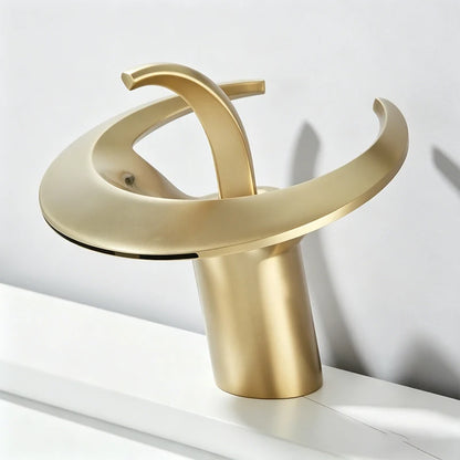 Zappo Gold Waterfall Faucet Roman Handheld Shower Deck