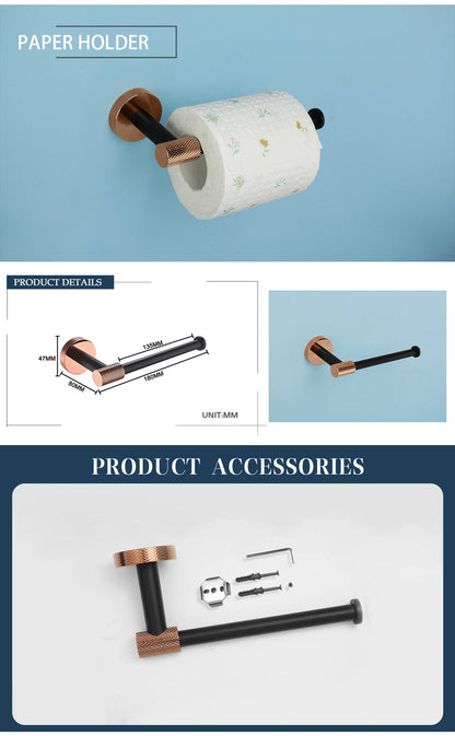 Rose Gold &Black Wall Mount Shelf Toilet Bath