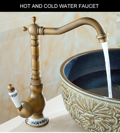Bathroom Sink Faucet Antique Bronze 360 Degree Turn