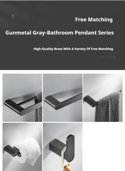 Gunmetal Grey Full Brass Bathroom Storage Towel Rack