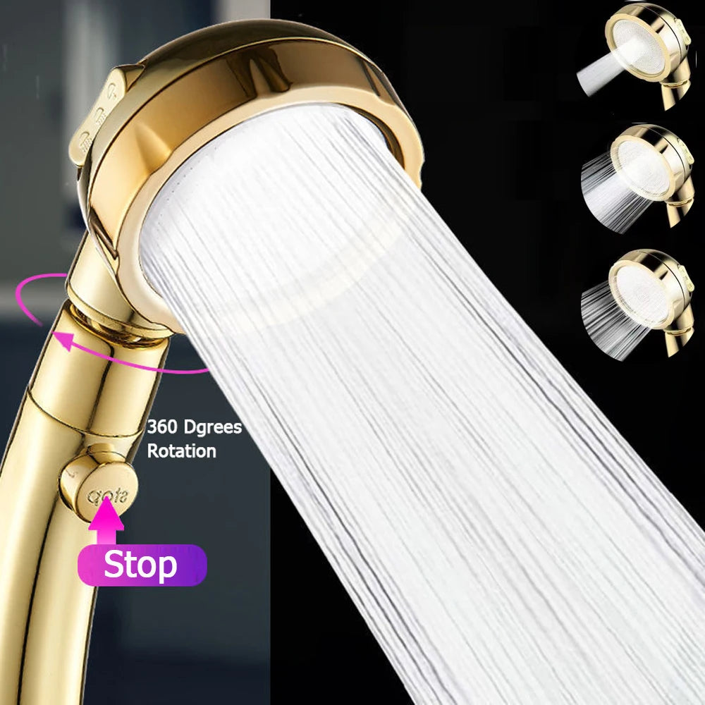 High Pressure Shower Head Hose Holder Gold Modes