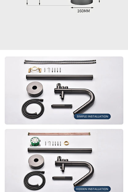 Aitna Gold Brass Luxury Bathroom Faucet Floor Standing