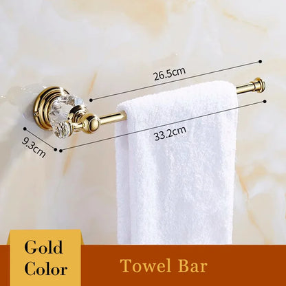 Shower Shelf Toilet Paper Holder Golden Crystal Wall