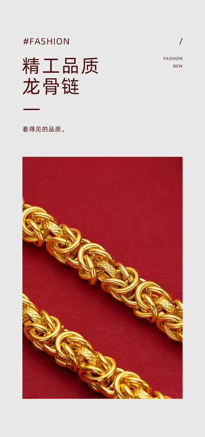 Unisex 24k Au999 Real Gold Boss Chain Hollow