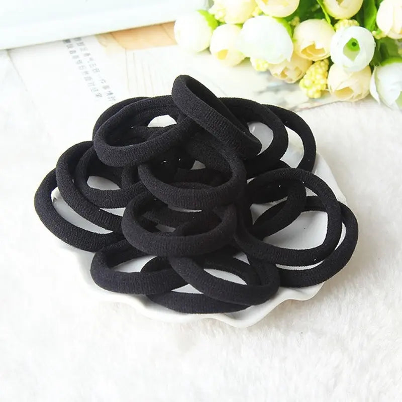 Black Towel Ring 50pcs High Elasticity Seamless Rubber