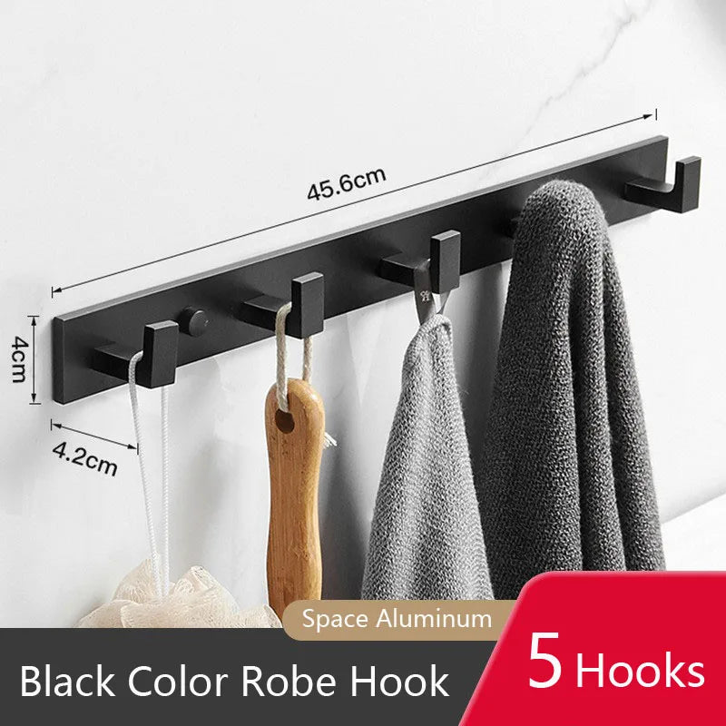 Bathroom Hardware Robe Hooks Matte Black/Gun Grey Color