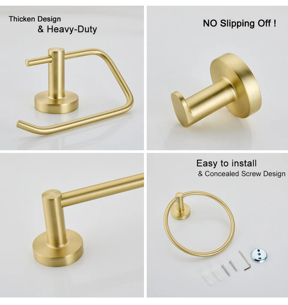 Brushed Gold Wall Mount Shelf Toilet Bath Hardware