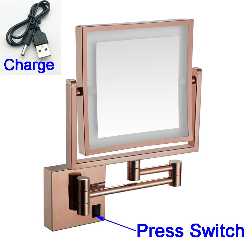 Led Bathroom Mirror 3x Magnifying Dual Arm Extendable