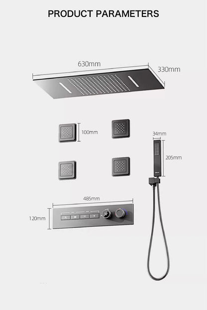 Luxury Gun Gray Brass Shower System Ceiling Design
