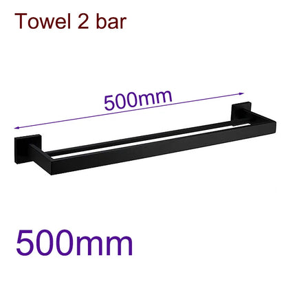 Black Bathroom Stainless Steel Wall Rack Towel Rack