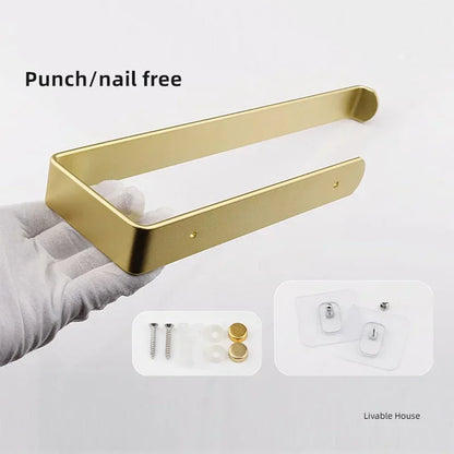 Towel Holder Bathroom Rack Bar Golden Roll Paper