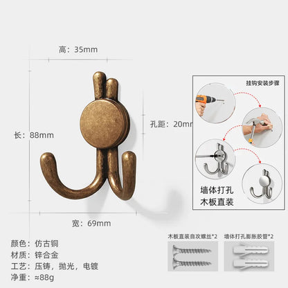 Yutoko Hook Moon Antique Wall Hanging Clothes Hook