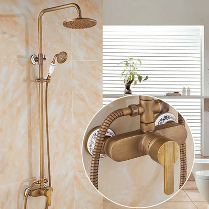 Brass Bathroom Faucet Shower Type Head Antique Brass