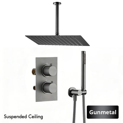 Bathroom Faucet Dial Way Brushed Gold Thermostat Shower
