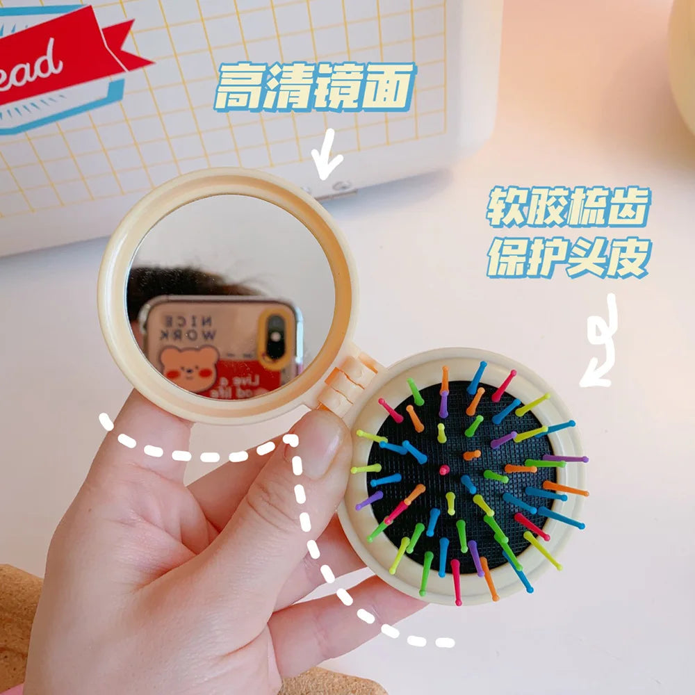 1pcs Mini Cute Folding Air Comb Mirror Compact