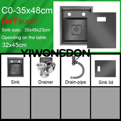 Nano Hidden Bar Sink Black Folding Faucet Mini