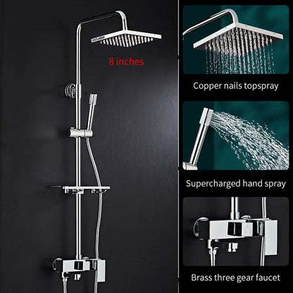 Bathroom Shower Black/Chrome Plated Circular Copper Pressure