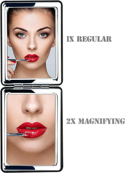 Desktop Makeup Mirror Solid Color Pu Leather Simple