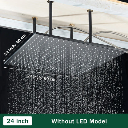 Rozin Led Matte Black Shower Head 40 80cm