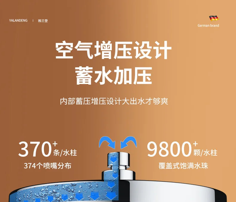 Large Flow Rainfall Shower Head 25cm Top Sprayer