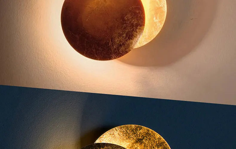 Modern Texture Designer Round Wall Lamp Rotatable Black