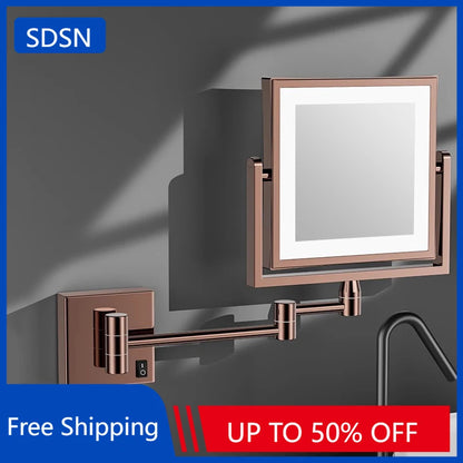 Rose Gold Square Led Bathroom Mirror Wall Mounted