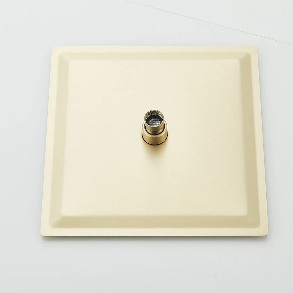 Brushed Gold Rainfall Shower System Cold Bathroom Shower