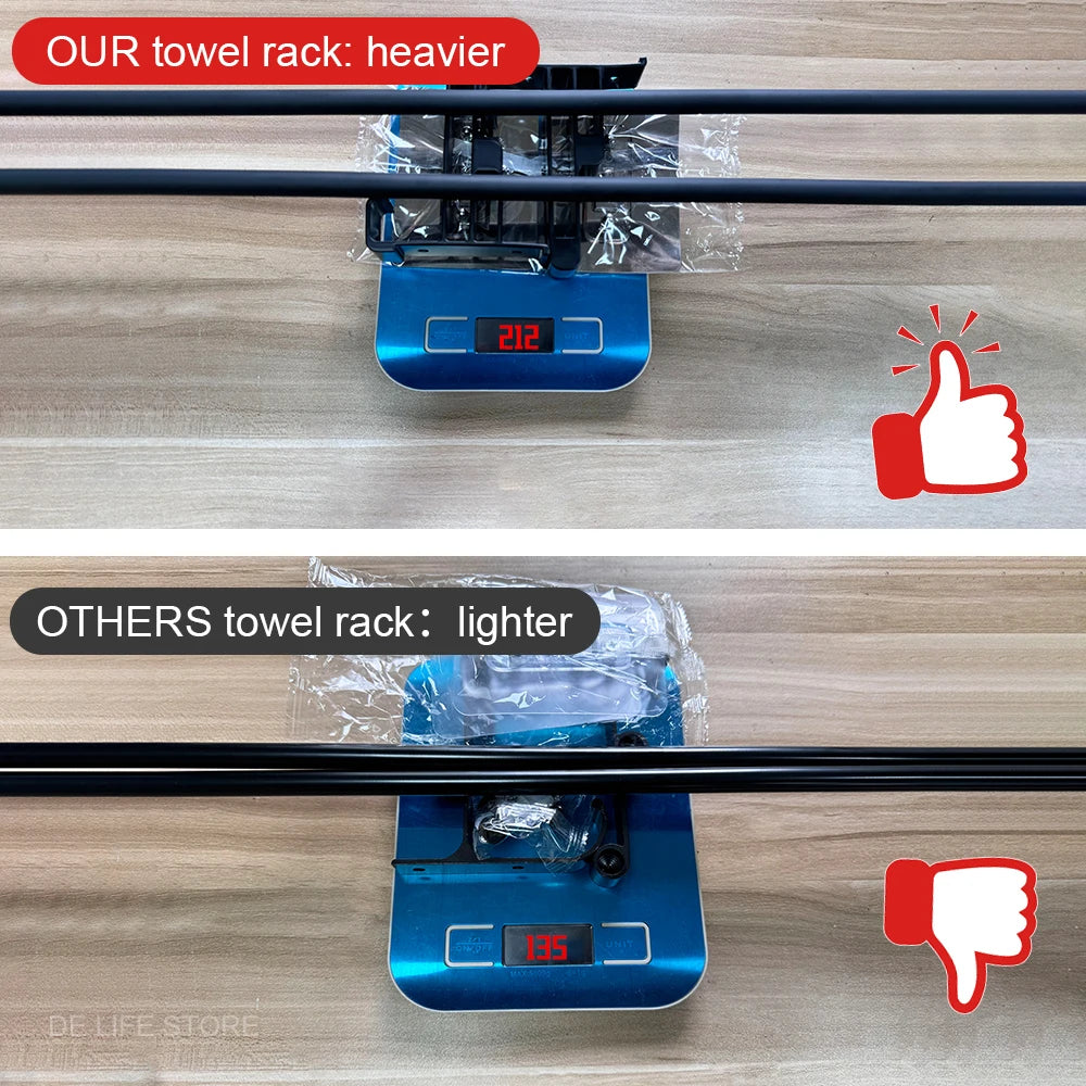 Bathroom Towel Rack Without Drilling Space Aluminum Shower