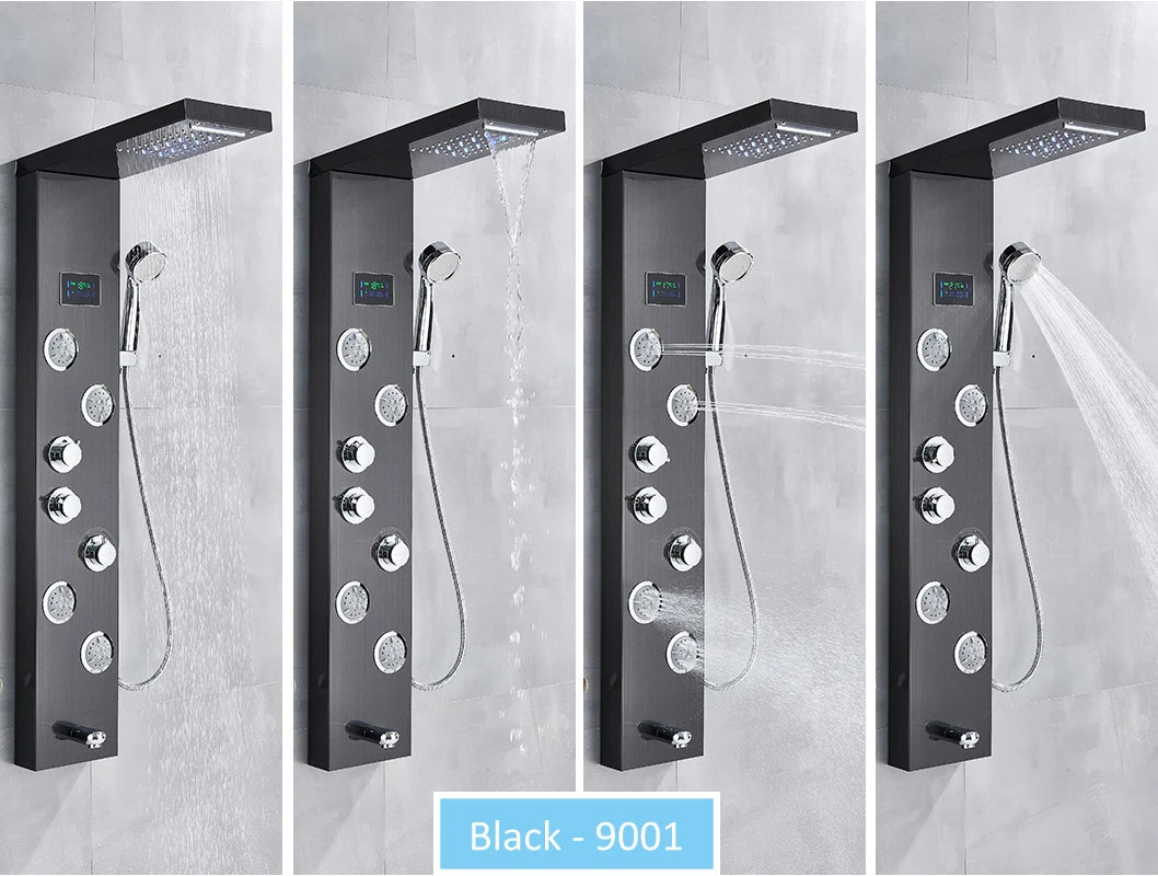 Led Shower Panel Tower System Rain Waterfall Shower