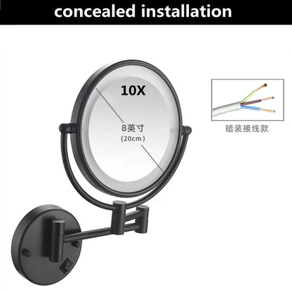 Bathroom Makeup Mirrors Black/Brushed Gold Brass Wall Extending