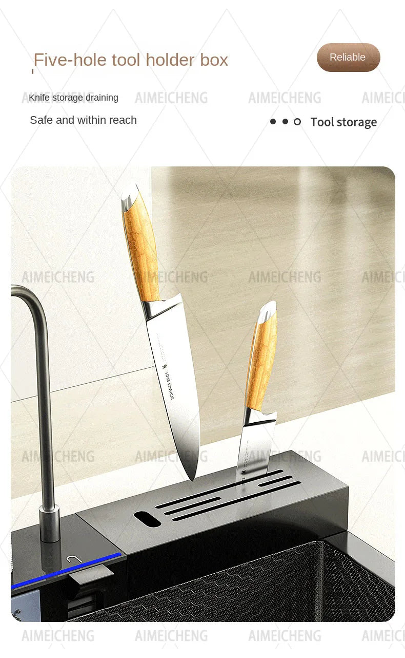 Digital Fly Rain Waterfall Sink Embossed Nano 304