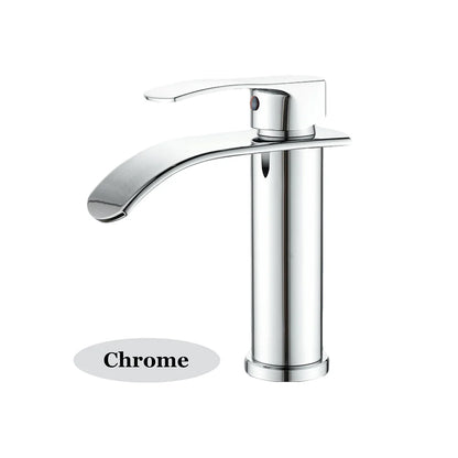 Tall Short Brass Waterfall Faucet Bathroom Sink Faucet