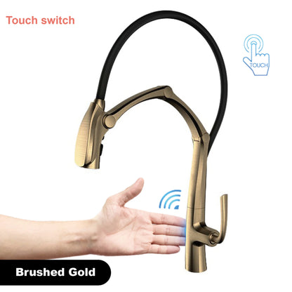 Luxury Gunmetal Brass Faucet Led Display Sensor&Pull-Out