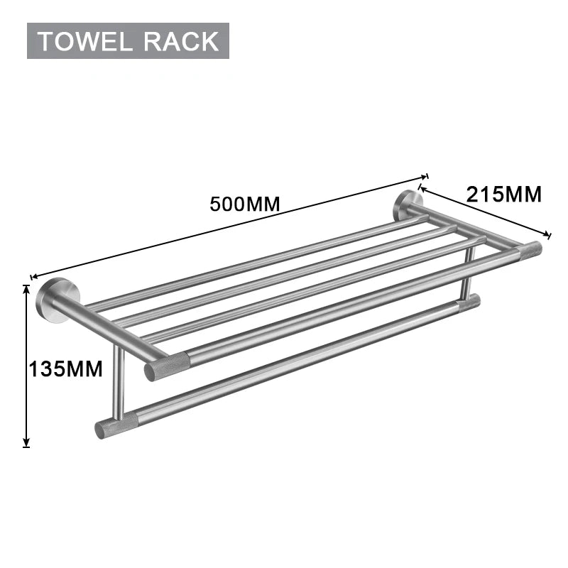 Brushed Nickel Bathroom Wall Mount Bath Shelf Robe