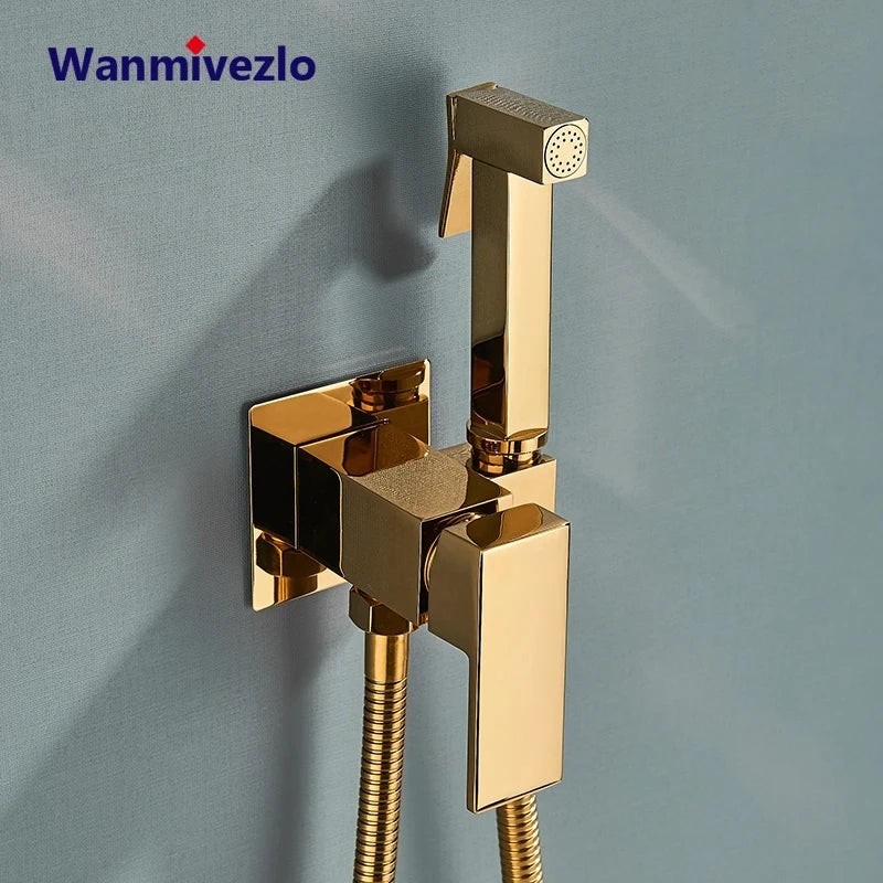 Black/Chrome Toilet Shower Mixer Faucet Cold Water Mixer