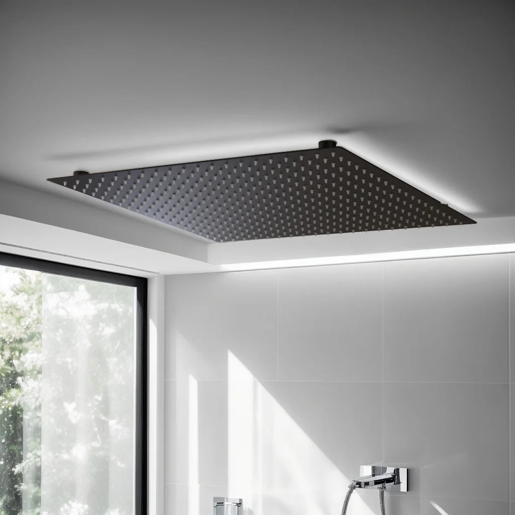 Kemaidi Shower Head Black Led Square Rainfall Shower