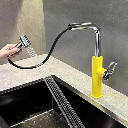 Pull Out Faucet Lever Brass Rotation Cold Pink