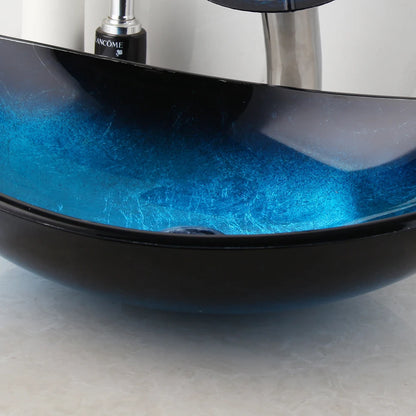 Zappo Tempered Glass Bathroom Vessel Sink Waterfall Black