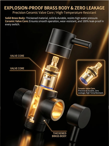 Solid Brass Shower Faucet Diverter Valve Two Way