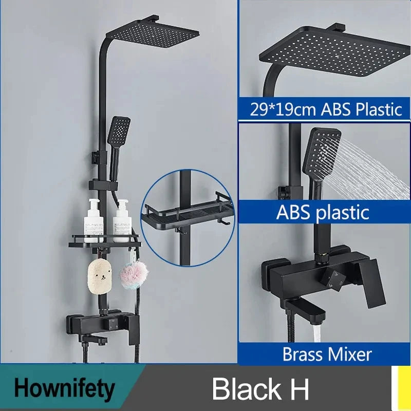 Golden Shower Faucet Rainfall 3/4-Way Bathtub Tap Bathroom