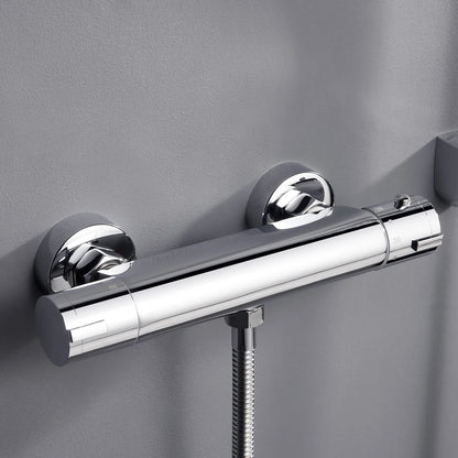 Shower Mixer Tap Thermostat 38 Safety Button Round