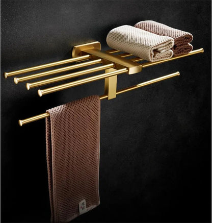 Brushed Gold Bathroom Towel Rack Paper Holder Toilet