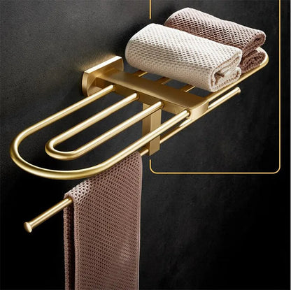 Brushed Gold Bathroom Towel Rack Paper Holder Toilet