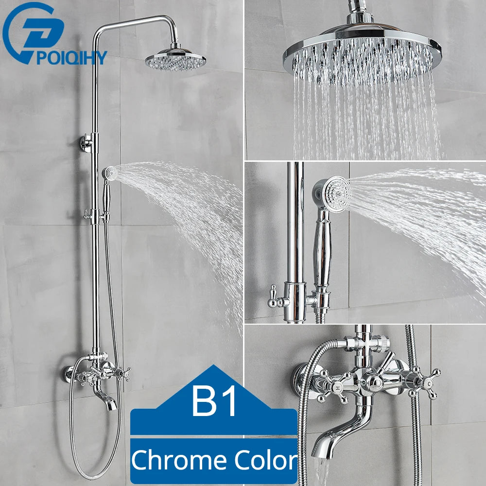 Bathroom Shower Faucet Brass Rainfall Shower Mixer Tap