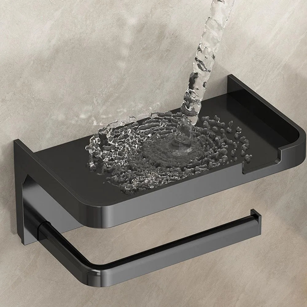 No Drill Toilet Paper Holder Wall Mounted Shelf