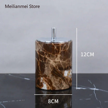 Dark Natural Marble Bathroom Brown Luxury Toothbrush Holder