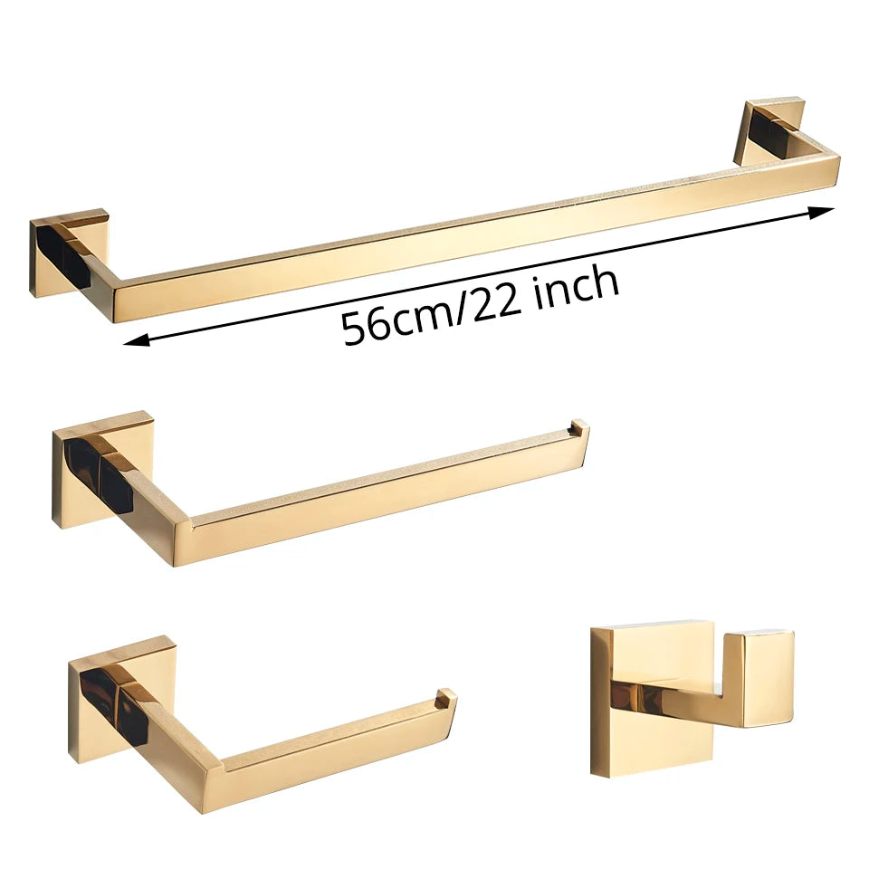 Bathroom Hardware Gold Bathrobe Hook Towel Rail Bar