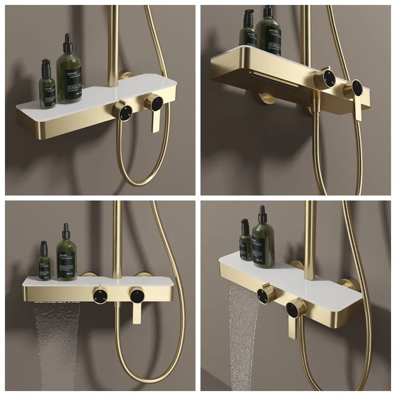 Kemaidi Bathroom Shower System Cold Control Knobbed Triple